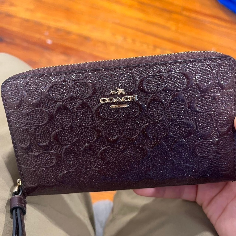 Y2K 2000s signature c monogram coach embossed long zip wallet / wristlet
